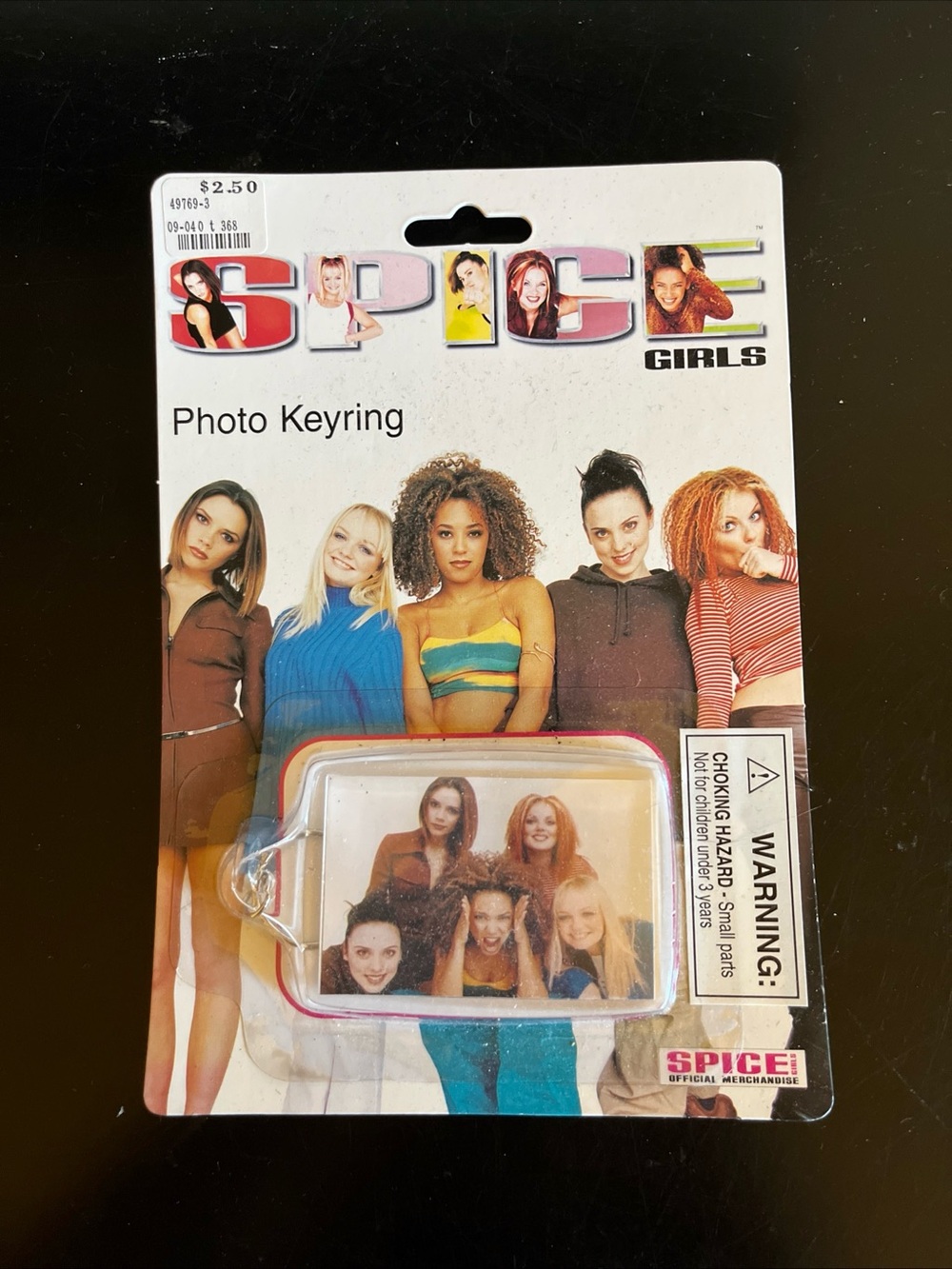 Vintage NIP 1997 Spice Girls Pop Group Photo Keyring Keychain 3”